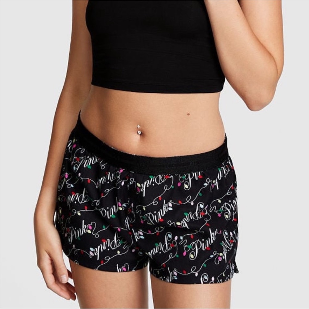 VS Pink Holiday Pajama Shorts - NWT
